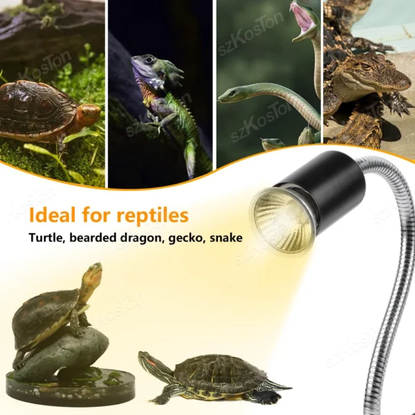 Reptile Insulated Lamp with Fixing Clip 50W UVA UVB Bulb Feeding Box Timeable Heat Lamp for Lizard Supplies Turtle Accessories - Image 3