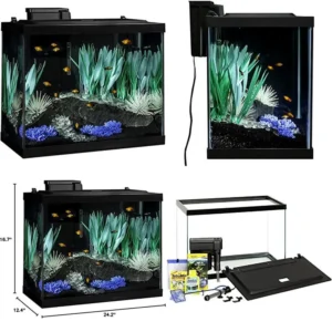 ColorFusion Aquarium 20 Gallon Fish Tank Kit, Includes LED Lighting and Decor