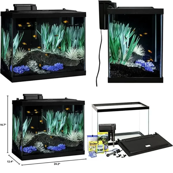 ColorFusion Aquarium 20 Gallon Fish Tank Kit, Includes LED Lighting and Decor