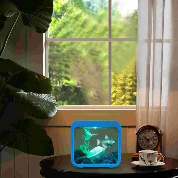 Creative aquarium LED decoration small aquarium fish tank betta transparent fish tank LED light goldfish small fish tank - Image 6
