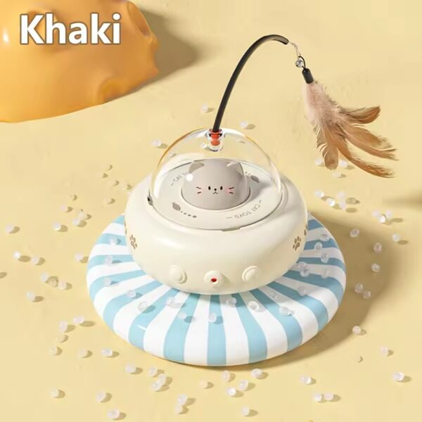 USB Rechargeable Smart Ufo Cat Toy with Rotating Feather Automatic Fun Interactive Play for Indoor Cats Kitten Training - Image 6