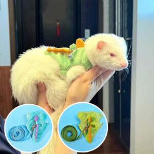 Adjustable Ferret Drawstring Vest  With Bell Pet Outdoor Walking Rope Bunny Harness Harness Vest Dinosaur Design Pet Accessories