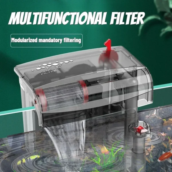 Aquarium wall-mounted filter waterfall three-in-one water purification cycle  external small-sized silent and strong filtration - Image 2