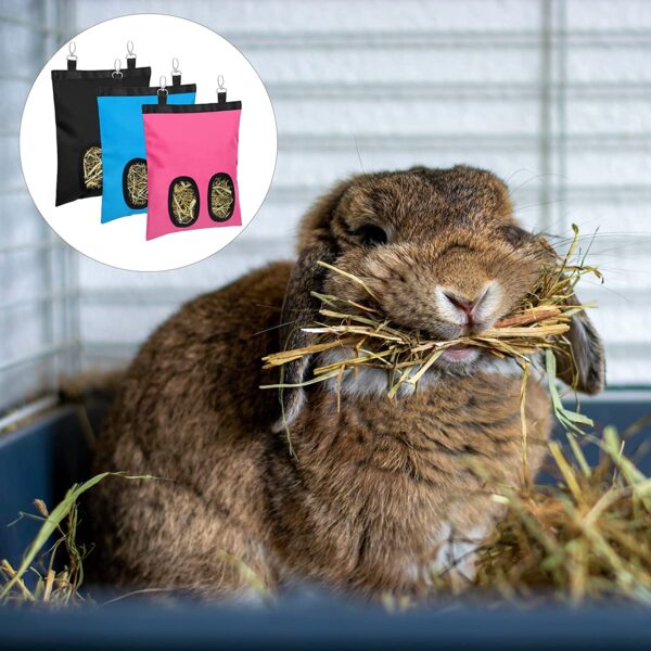 Hay Bag Hanging Pouch Feeder Holder Feeding Dispenser Container for Rabbit Guinea Pig Small Pet Animals Oxford cloth - Image 6