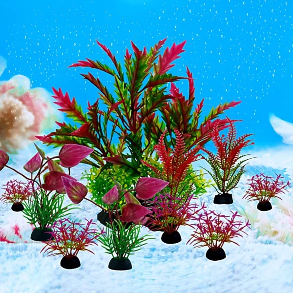 10PC Fish Tank DIY Artificial Aquarium Decor Mixed color Plants Ornament Aquatic Plant - Image 2
