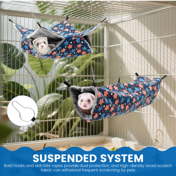 2Pcs Ferret Hammock Polyester Hamster Hammock with Loop and Tunnel Guinea Pig Hideout Ferret Bed Practical Pet Cage Accessories - Image 3