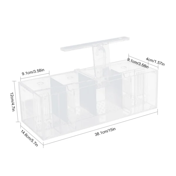 4-Grid Acrylic Fish Tank with LED Light, 2.5W Low-Power, IPX8 Waterproof, Tabletop Aquarium for Fighting Fish, Shrimp & More - Image 7