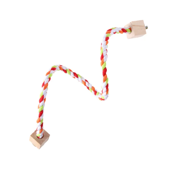 Pet Bird Rope Hanging Parrot Perch Rope Colorful Cotton Rope Toy Elastic Budgie Climbing Chewing Toy Bird Swing Stand Pet Toy - Image 7