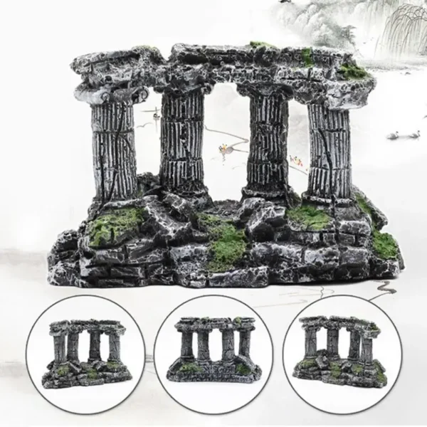 Fish Tank Decorations Vintage Roman Column Pillar Ruins Rocks Aquarium Landscape Fish Tank Rock Ruins Plants Decor Aquarium - Image 5