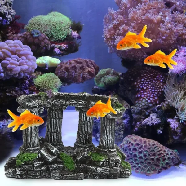 Fish Tank Decorations Vintage Roman Column Pillar Ruins Rocks Aquarium Landscape Fish Tank Rock Ruins Plants Decor Aquarium - Image 4