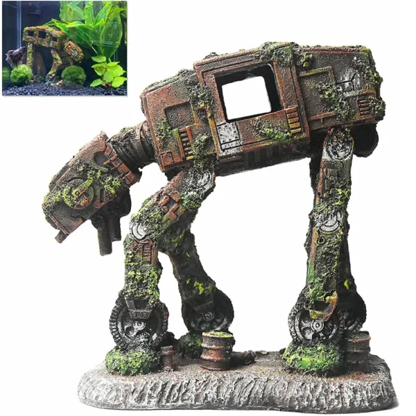 Creative Landscaping Car Robot Dog Transformers Theme Fish Tank Decorations Ornaments Crafts Aquarium Decor Rock Castle - Image 2