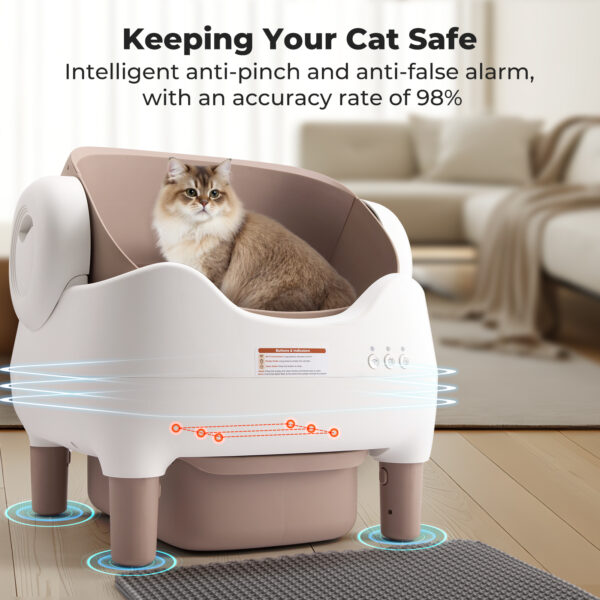 Self Cleaning Litter Box, Automatic Cat Litter Box with APP Control, Odor-Free  Large Waste Bin, Open-Top for Multi Cats - Image 3