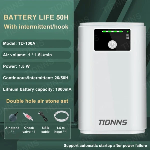 Aquarium Fish Tank Oxygen Pump Charging Dual-Purpose Air Pump Usb Lithium Battery Household Portable Fishing Mute 6000mA Outdoor - Image 10