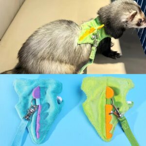 Sweet Dinosaur Design Ferret Harness With Bell Pet Outdoor Walking Items Small Harness Vest Adjustable Rope Cute Useful Rope