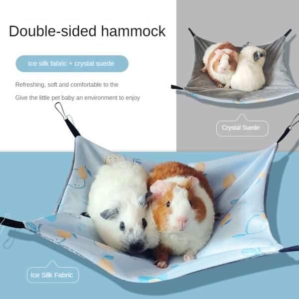 Small Pet Double-sided Hammock Summer Breathable Ice Silk Hamster Hammock for Ferret Sugar Glider Guinea Pig Rabbit Accessories - Image 2