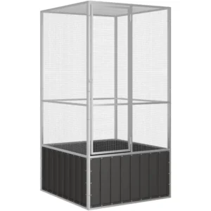 Bird Cage - Large, Secure & Ventilated Aviary, Galvanized Steel Construction, Anthracite, Perfect for Playing, Exercising and T