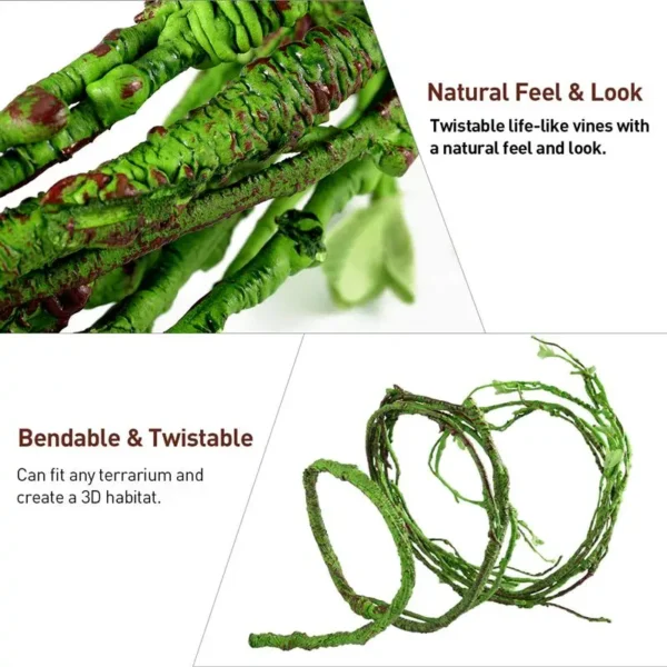 Reptile Landscaping Vine Fake Branches Rainforest Foam Rattan Terrarium Decor Habitat Decoration for Lizard Chameleon - Image 4