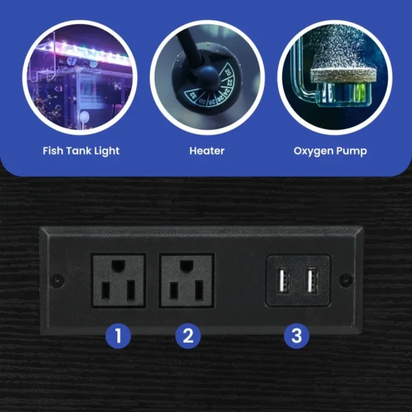30 gallon metal wood aquarium standing fish tank with electrical outlet - Image 4
