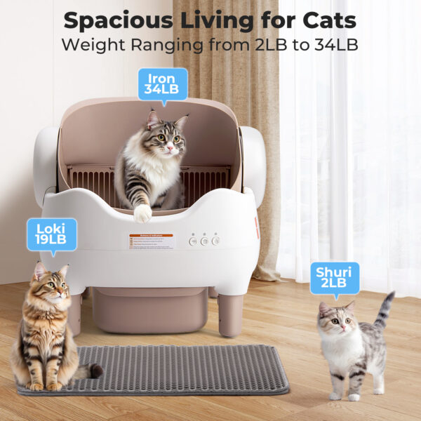 Self Cleaning Litter Box, Automatic Cat Litter Box with APP Control, Odor-Free  Large Waste Bin, Open-Top for Multi Cats - Image 2