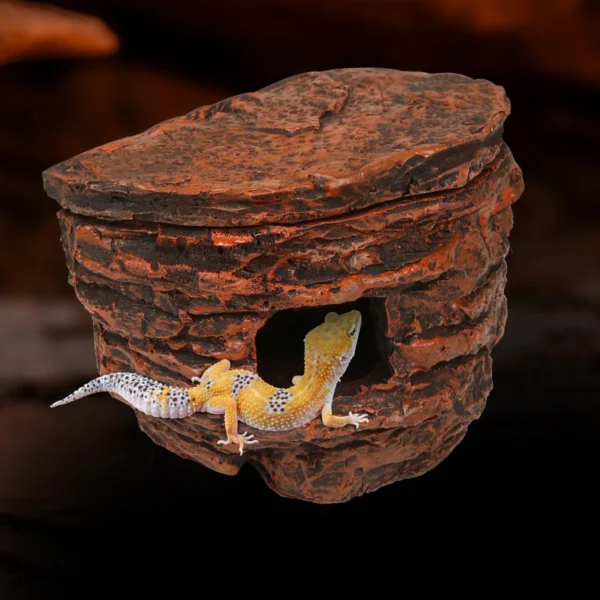 Reptile Rock Cave Hideout for Geckos, Chameleons, Snakes-Terrarium Decor with Suction Cups, Lizard Shelter, Glass Tank Accessory - Image 5