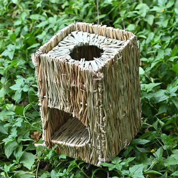 Foldable Woven Rabbit Cages Pets Hamster Guinea Pig Bunny Grass Chew Toy Mat House Bed Nests for Small Animal Rabbit Accessories - Image 4