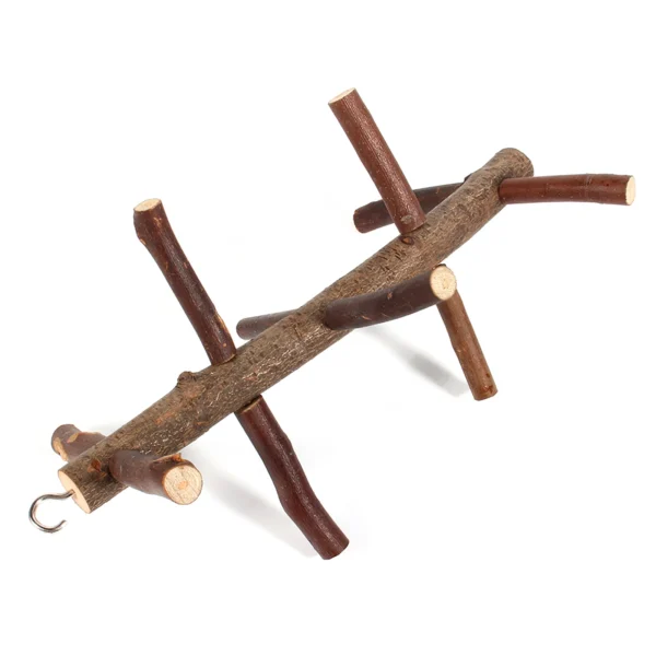 Parrot Birds Perches Cage Stand Toy Hanging Wooden Activity Branches Climbing Stairs - Image 7