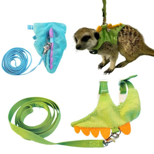 Adjustable Ferret Drawstring Vest  With Bell Pet Outdoor Walking Rope Bunny Harness Harness Vest Dinosaur Design Pet Accessories - Image 3
