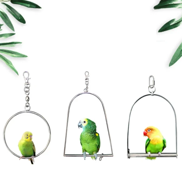 Hanging Birds Swing Stainless Steel Perch Stand Paw Grinding Toy for Parrot Cockatiel Budgie Macaw African Grey - Image 2
