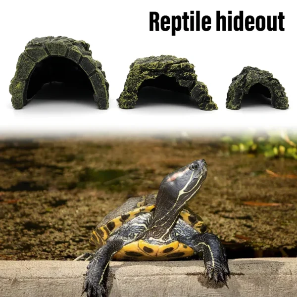 Reptile Hiding Cave Lizard Snake Turtle Hide Rest Cave Reptiles Basking Hide Habitat Aquarium Lizard Feeding Box Decoration - Image 2
