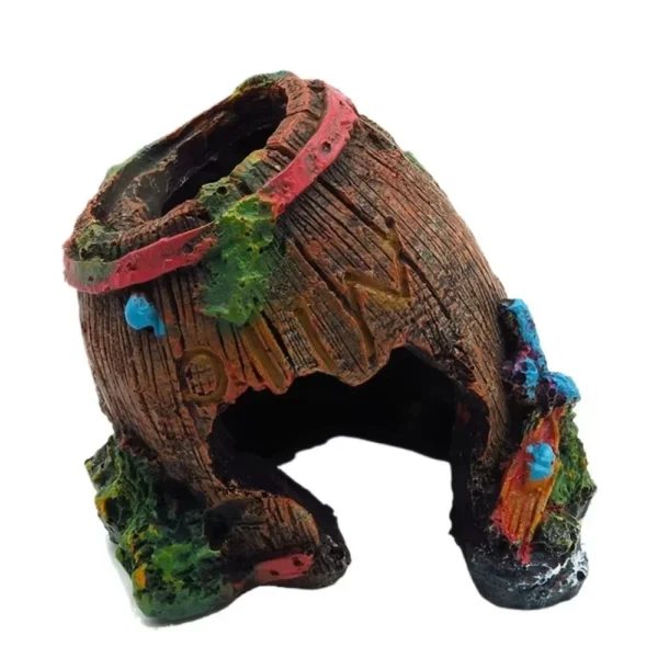 Aquarium Artificial Barrel Cave Resin Ornaments Decorations Landscaping Accessories For Fish Tank Aquarium Decoration Supplies - Image 4