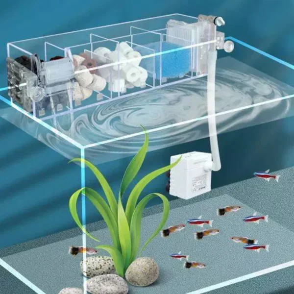1PC Fish Tank Waterfall Filter Box Wall Mounted Built-in Silent Circulating Water Purifier For Aquarium Tank Box With Water Pump - Image 6