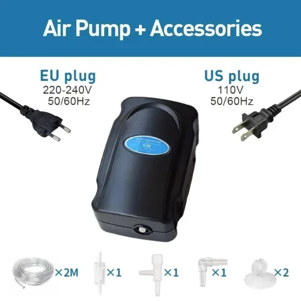 Aquarium 5W Silent Air Pump 220V-240V 110V Fish Tank Quiet Bubble Pump Oxygenation Air Stone Accessories Aquarium Air Compressor - Image 16