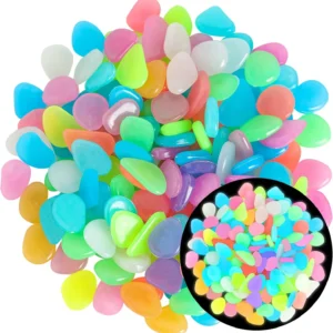 150PCS Glow-in-Dark Luminous Stones – Mixed Color Decorative Rocks for Aquarium, Garden, Path & Patio