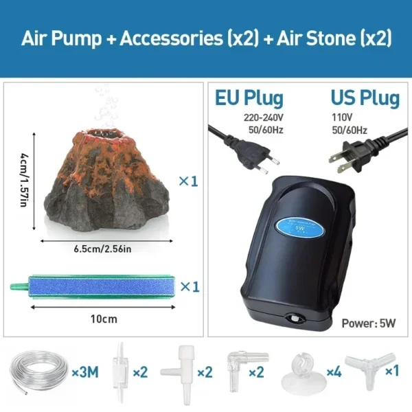 Aquarium 5W Silent Air Pump 220V-240V 110V Fish Tank Quiet Bubble Pump Oxygenation Air Stone Accessories Aquarium Air Compressor - Image 10