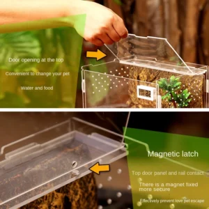 Acrylic Reptile Terrarium - Spider/Lizard Habitat with Ventilation System & Escape-Proof Design, Transparent Insect Box (CE)