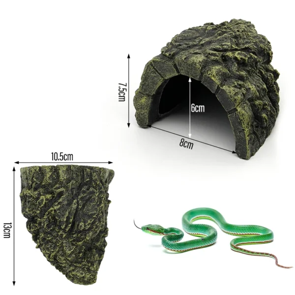 Reptile Hiding Cave Lizard Snake Turtle Hide Rest Cave Reptiles Basking Hide Habitat Aquarium Lizard Feeding Box Decoration - Image 7