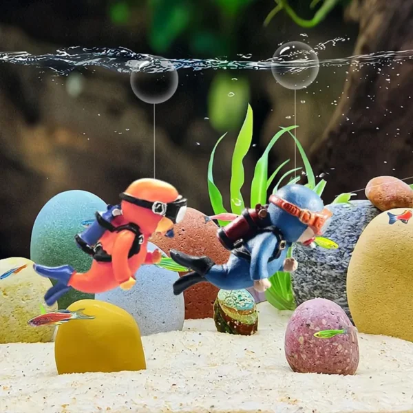 Fish Tank Decoration Resin Landscaping Small Ornaments Mini Diver Glow Aquarium Decor Floating Ball Aquarium Accessories - Image 3