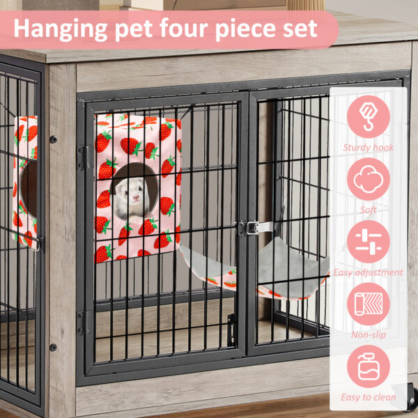 4Pcs Hamster Hammock Set Polyester Ferret Rat Hammock Set Soft Comfortable Hanging Guinea Pig Hideout Bed Small Pet Supplies - Image 5