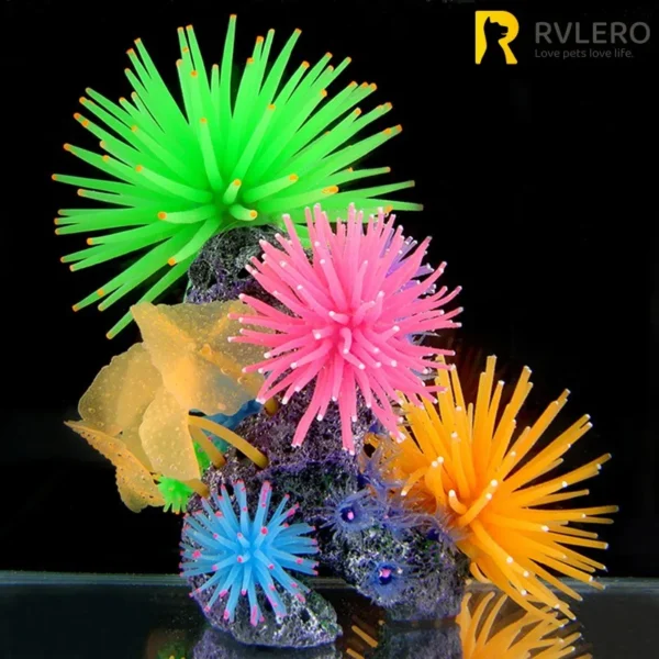 Luminous Simulation Sea Anemone Sea Urchin Silicone Color Coral Plant Aquarium Fish Tank Landscaping Decoration Home Ornaments - Image 2