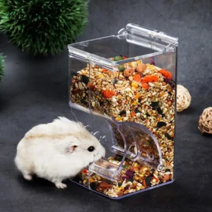 Hamster Rabbit Food Dispenser Feeder Plastic Clear Automatic Pet Feeder For Hamster Guinea Pigs Food Bowl Container