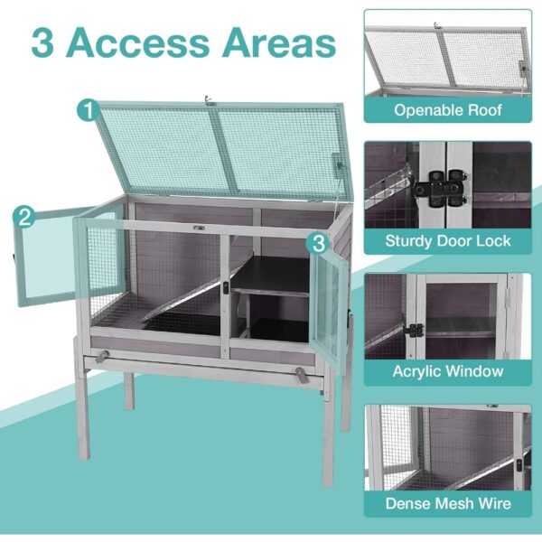 Guinea Pig Cage with Wooden Stand,Indoor Rabbit Hutch with 2 Stories,Hamster Cage with Anti Chew Ramp,Hideout, Platform, Pull Ou - Image 5