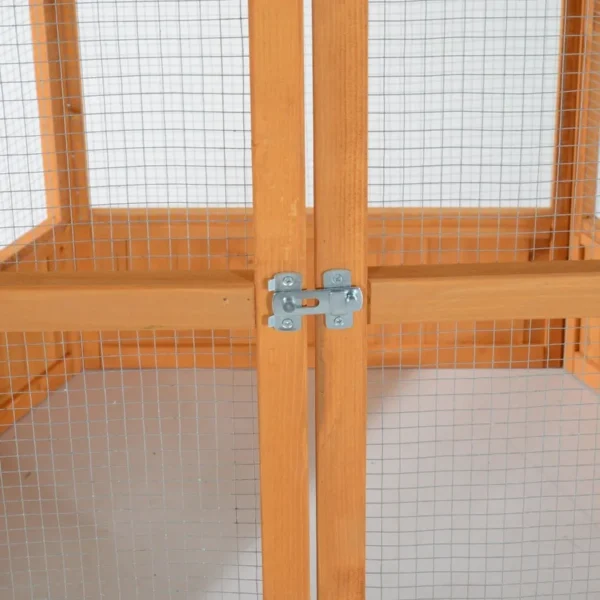69 Large Wooden Hexagonal Outdoor Aviary Flight Bird Cage with Covered Roof Ideal for Backyard Bird Enthusiasts Provides Shelte - Image 5