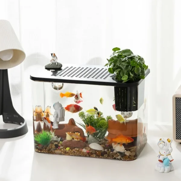 PET+ABS Transparent with Lid Aquarium Drop Resistant Hydroponic Tank Turtle Tank Fish Tank - Image 3