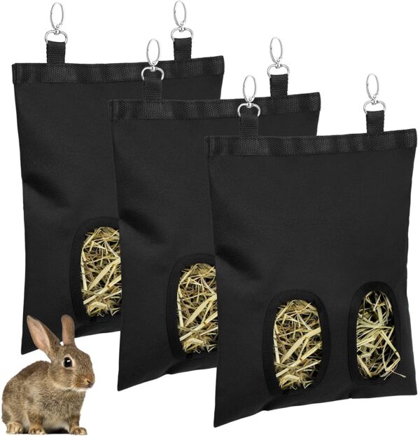 Hay Bag Hanging Pouch Feeder Holder Feeding Dispenser Container for Rabbit Guinea Pig Small Pet Animals Oxford cloth