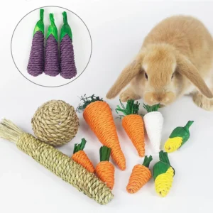 Hamster Rabbit Chew Toy Bite Grind Teeth Toys Corn Carrot Woven Balls for Tooth Cleaning Radish Molar Toys Pet Supplies 1pc