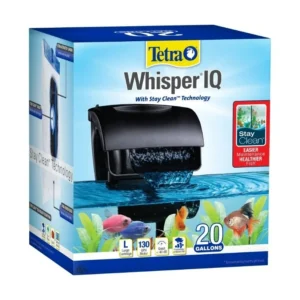 Whisper IQ Power Filter 20 Gallons 130 GPH With Stay Clean Technology for Efficient Aquarium Water Filtration in Home or Office
