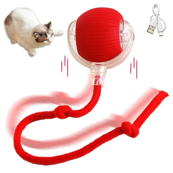 Cat Interactive Ball Toys Automatic Rolling Ball Faux Tail Rechargeable Smart Pet Electric Toy Dog Cat Training Imitate Mouse - Image 15