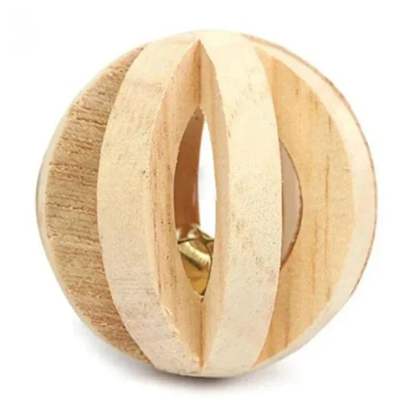 Natural Wood Chew Toys for Rodents Rabbit-Shaped Roller with Bell Guinea Pig/Rat Teeth Grinding & Play Activity - Image 14
