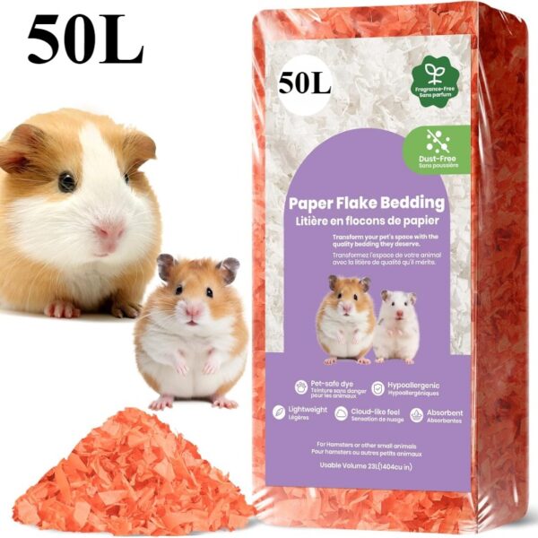 23L/50L Paper Small Pet Bedding Hamster Rabbits Guinea Pigs Odor Control Dust-Free Moisture Absorbent Natural Shavings Bedding - Image 7