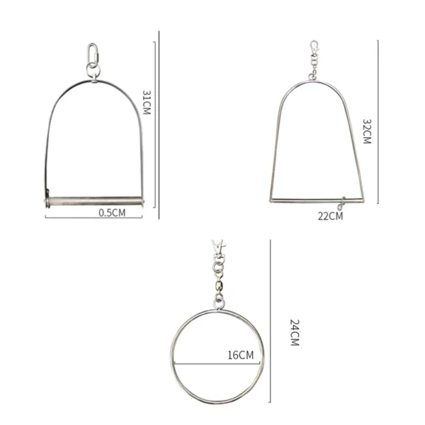 Hanging Birds Swing Stainless Steel Perch Stand Paw Grinding Toy for Parrot Cockatiel Budgie Macaw African Grey - Image 3